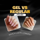 Comparison of gel polish and regular polish on nails.